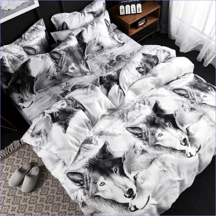 Housse de couette motif loup bicolore – Image 4