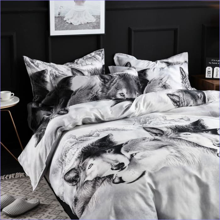 Housse de couette motif loup bicolore – Image 3