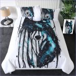 Housse de couette loup galactique peinture