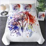 Housse de couette motif loup artistique