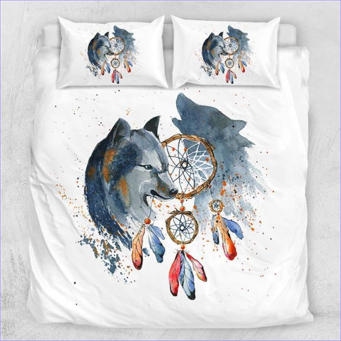 Housse de couette motif loup artistique