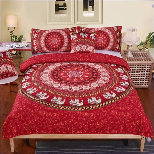 Housse de Couette Mandala Rouge - couettedouillette