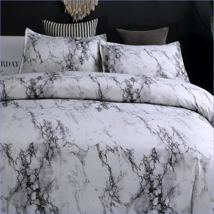 Housse de couette luxe effet marbre blanc