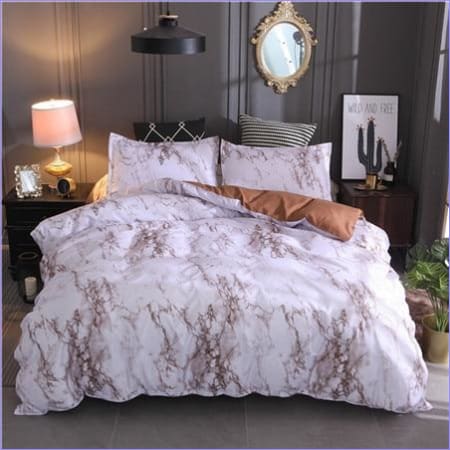 Housse de Couette Marbre Taupe Luxe - couettedouillette