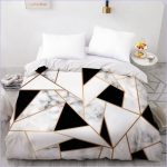 Housse de Couette Marbrée Noire et Blanche - 
