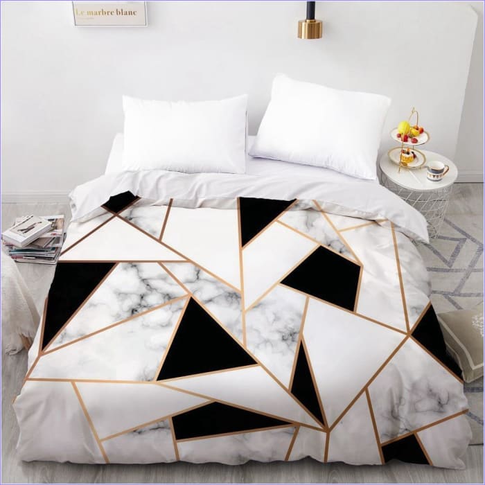 Housse de Couette Marbrée Noire et Blanche -