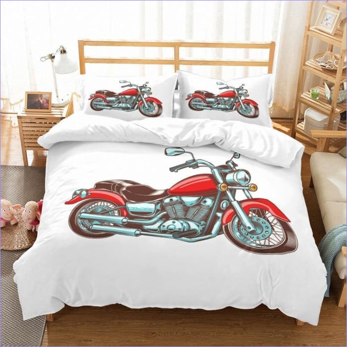 Housse de Couette Moto Custom rouge - couettedouillette