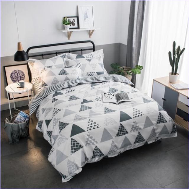 Housse de Couette Blanc gris - couettedouillette
