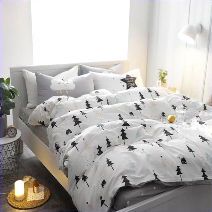 Housse de Couette Scandinave - Forêt Blanche -