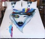 Housse de couette effigie loup blanc