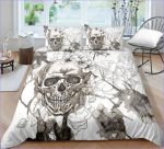 Housse de couette motif crâne blanc