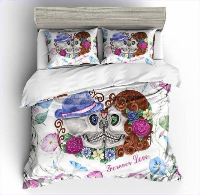 Housse de Couette Tete de Mort Mexicaine Couple -