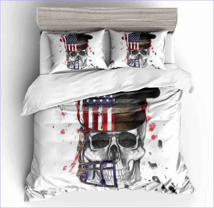 Housse de couette motif crâne armée américaine