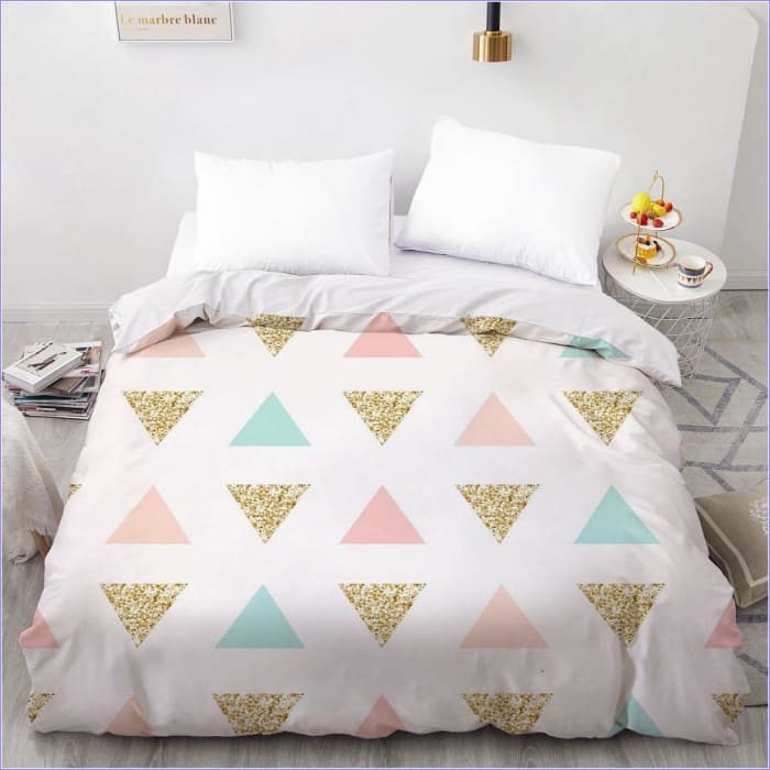 Housse de Couette Triangles Roses et Bleus -