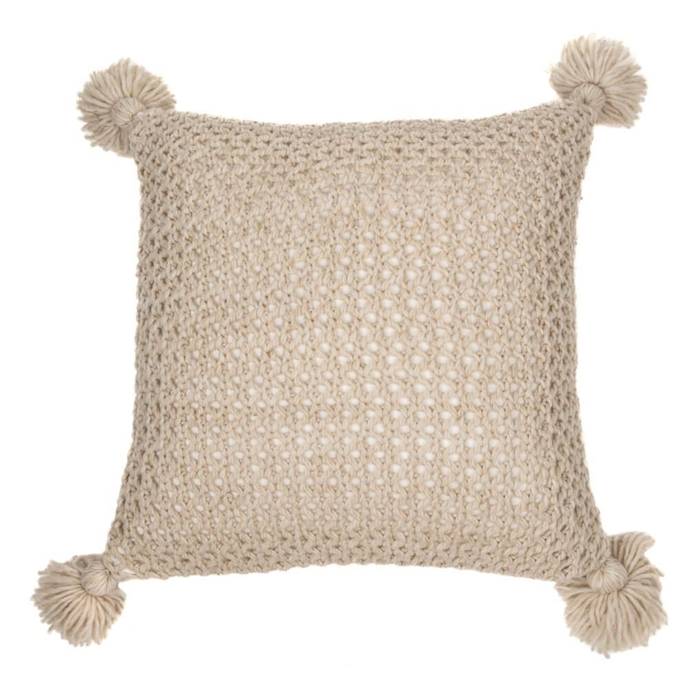 Jeté en tricot naturel JANICK ( 50" x 60'')- Par Brunelli Jeté ,disponible chez Literie-Déco et moi