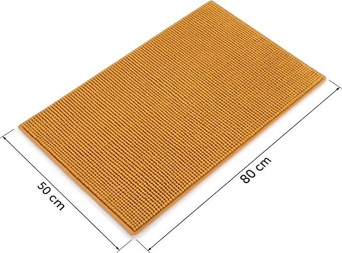 Tapis de bain teinte moutarde