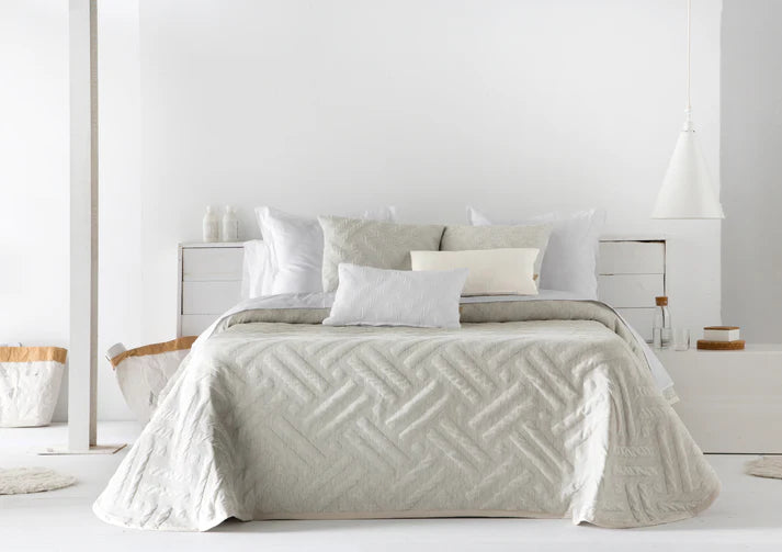 Couvre-lit réversible gris LIVO - Fabriqué au Québec