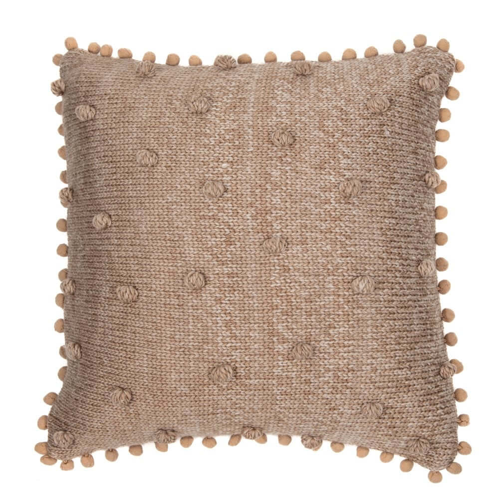Jeté avec des pompons MOCACCINO( 50" x 60'')- Par Brunelli Jeté ,disponible chez Literie-Déco et moi