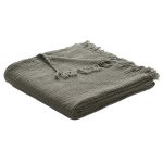 Jeté vert olive MUSLIN ( 60'' x 70'') - Par Brunelli Jeté  ,disponible chez Literie-Déco et moi 