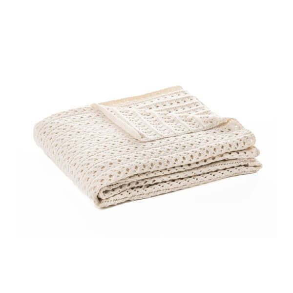 Jeté en tricot naturel NAJA ( 50" x 60'')- Par Brunelli Jeté ,disponible chez Literie-Déco et moi