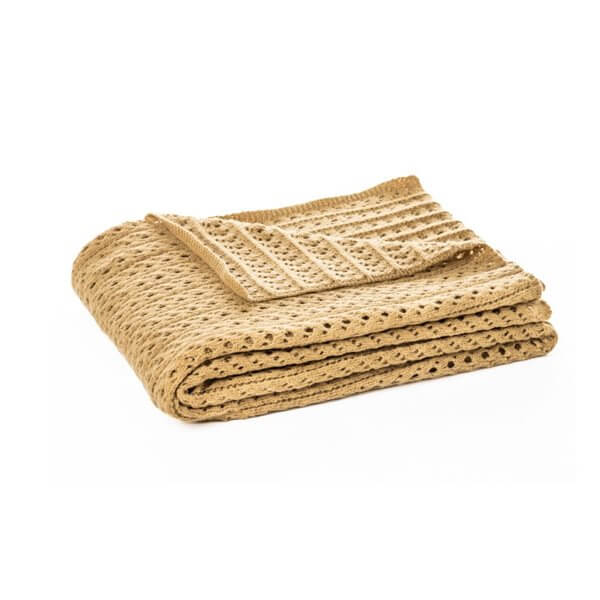 Jeté en tricot tan NAJA ( 50" x 60'')- Par Brunelli Jeté ,disponible chez Literie-Déco et moi