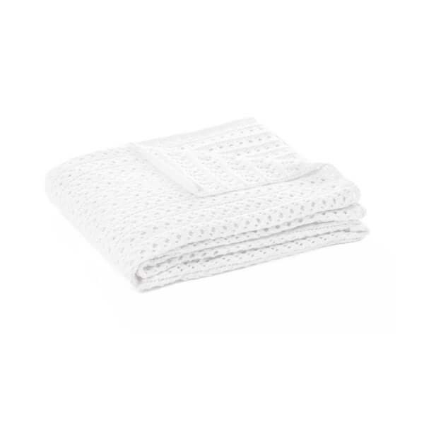 Jeté en tricot blanc NAJA ( 50" x 60'')- Par Brunell Jeté ,disponible chez Literie-Déco et moi