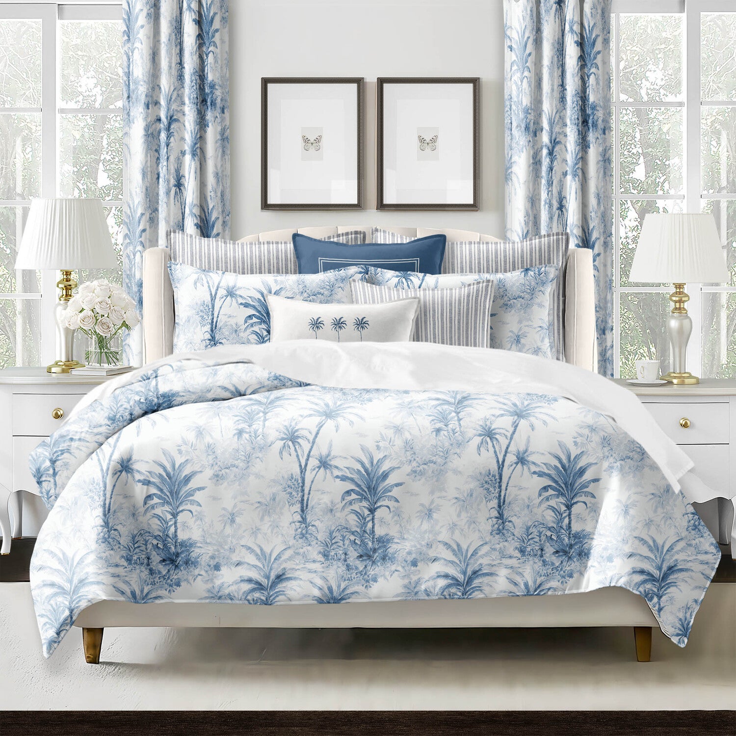 FAIT AU CANADA- Modèle PALMORA (Bleu) - Par Colcha Linens Douillette ,disponible chez Literie-Déco et moi