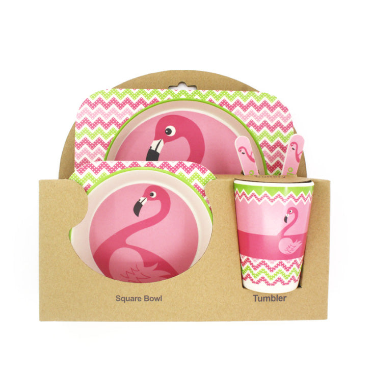 Vaisselle bébé fibre de bambou - Flamant rose