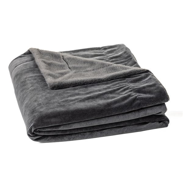 Couvre lit en fausse fourrure charcoal POLUX - Brunelli