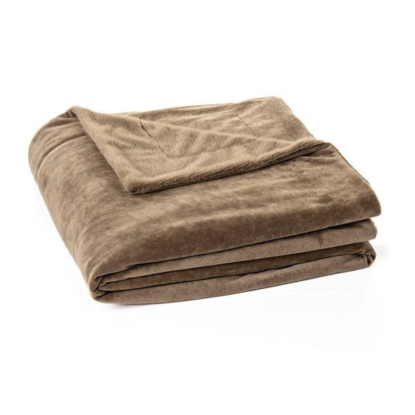 Couvre-lit fausse fourrure taupe POLUX - Brunelli