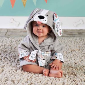 Linge de bain serviette motif chiot pour enfant
