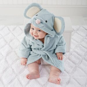 serviette de bain souris pour bébé bleu
