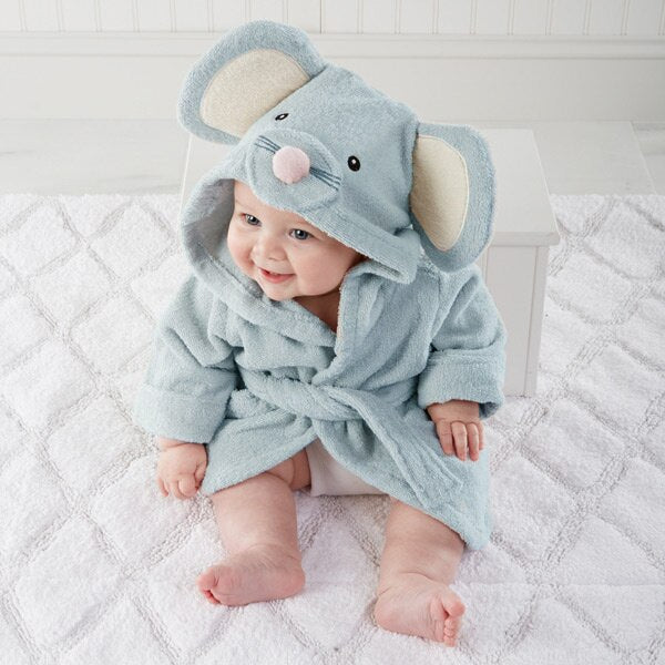 serviette de bain souris pour bébé bleu