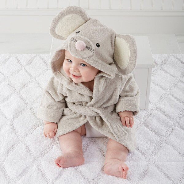 serviette de bain souris pour bébé brune