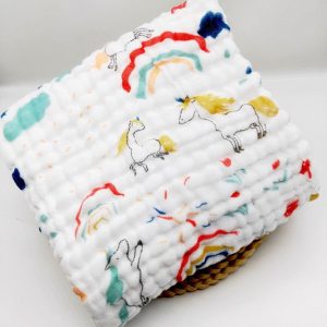 serviette de bain mousseline pour bébé cheval