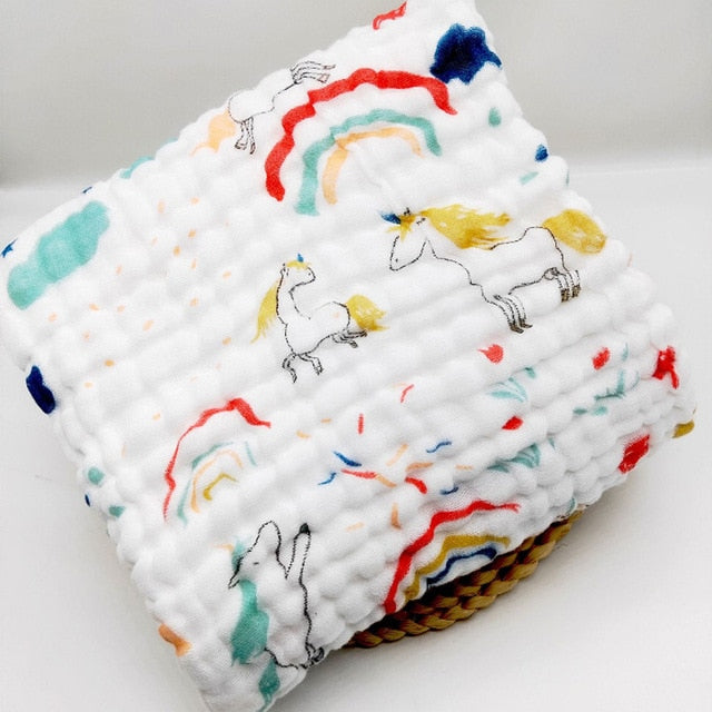 serviette de bain mousseline pour bébé cheval