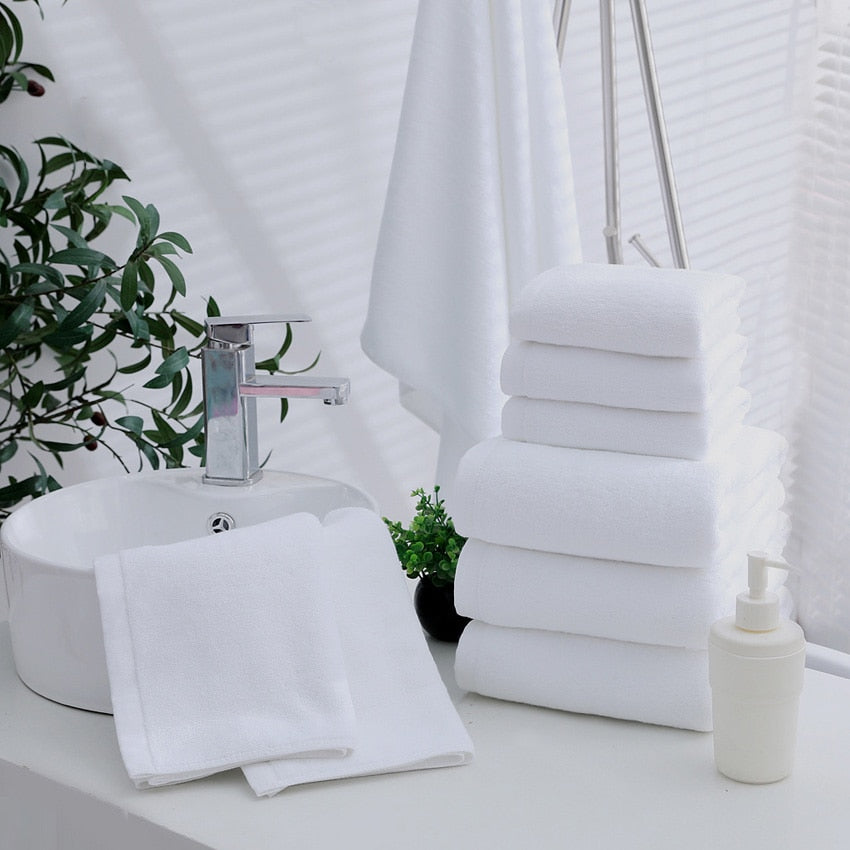 Linge de bain serviette coton blanc – Image 4