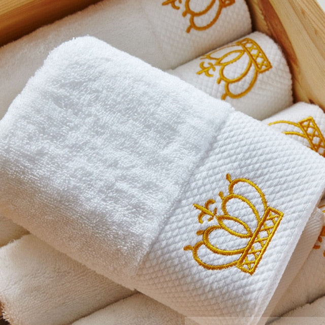 Linge de bain en coton motif couronne – Image 3