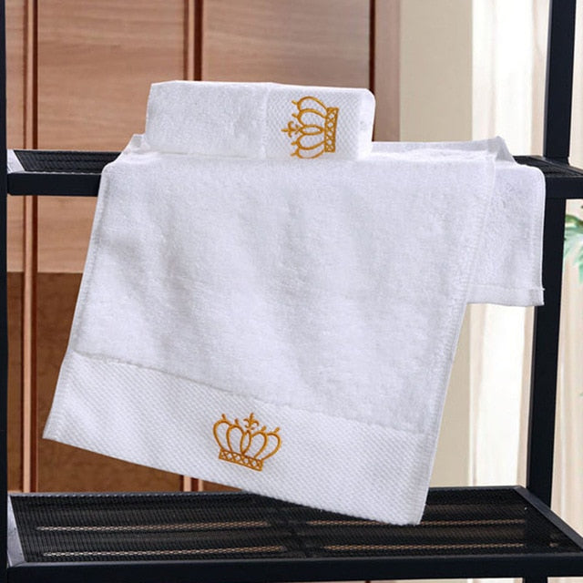 Linge de bain en coton motif couronne – Image 4