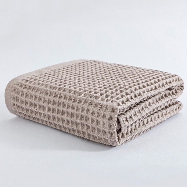 serviette de bain coton gaufré brun