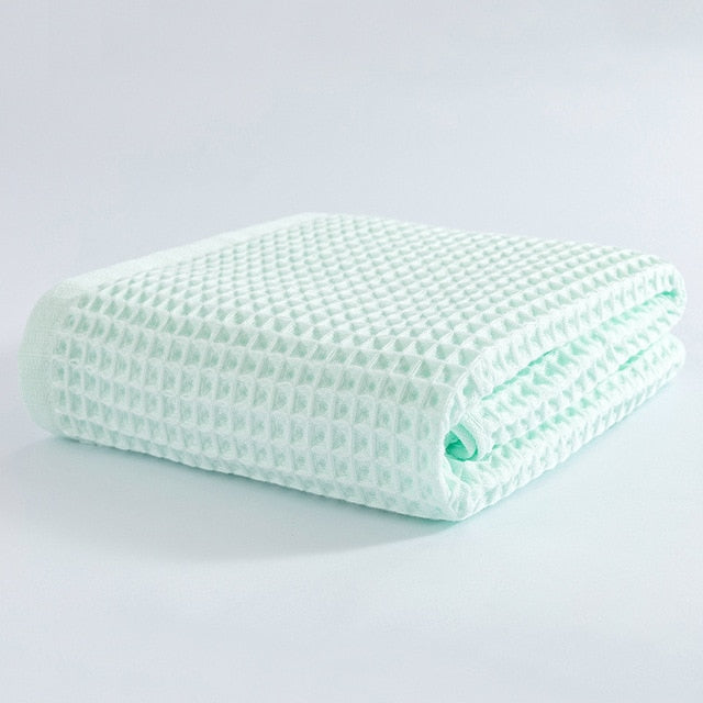 serviette de bain coton gaufré verte