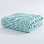 serviette de bain coton gaufré bleu