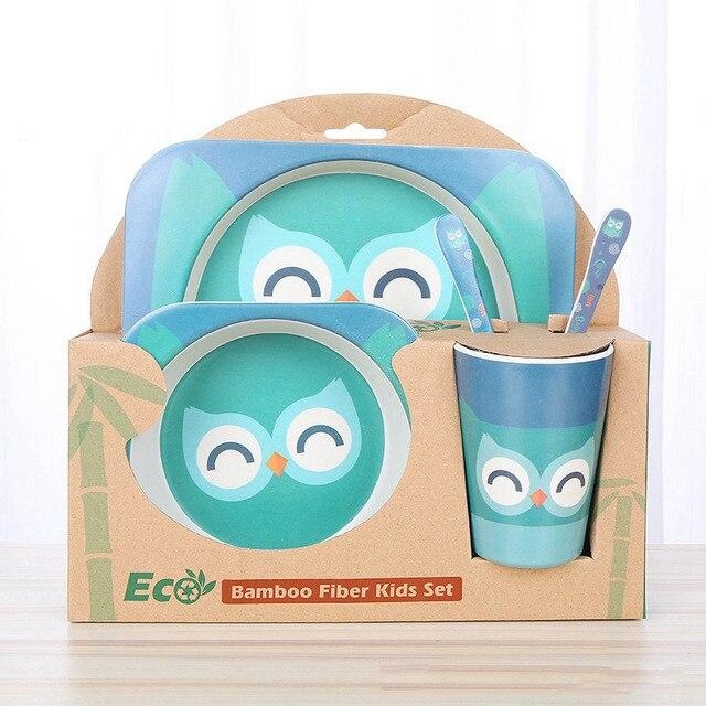 Coffret repas bébé bambou Hibou bleu