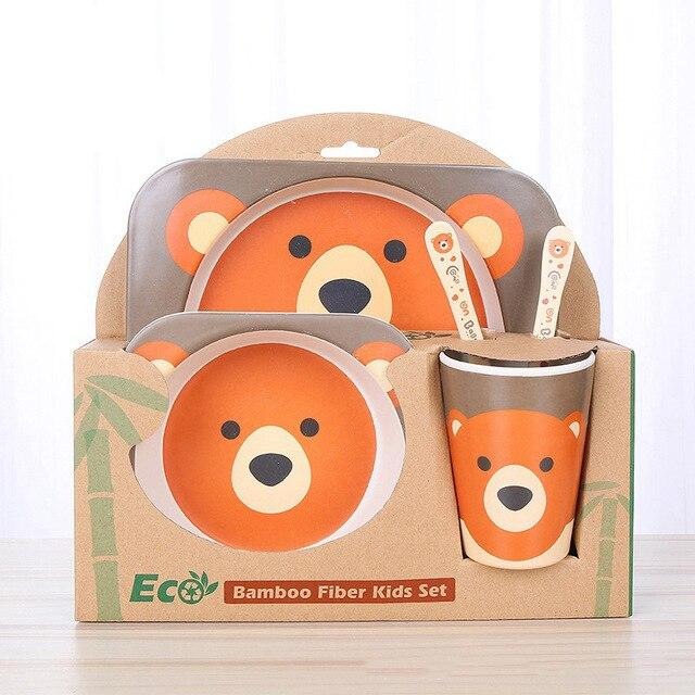 Coffret repas bébé bambou Ours brun