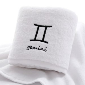 serviette de bain coton des gémeaux blanc