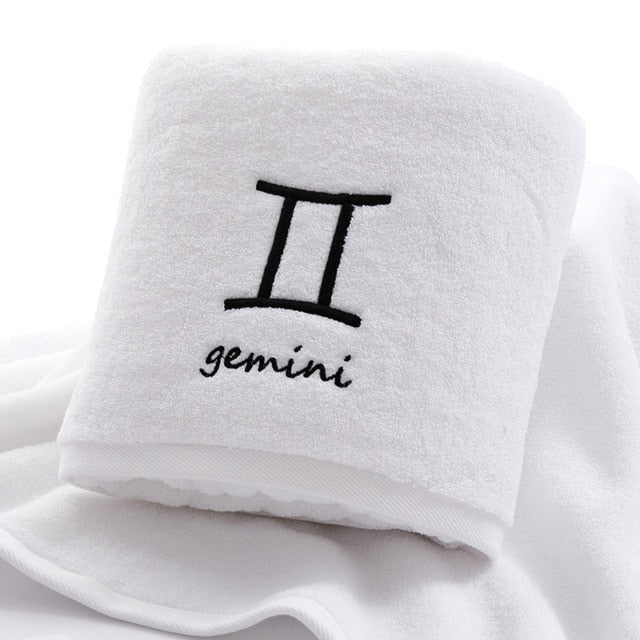 serviette de bain coton des gémeaux blanc