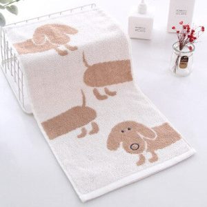 serviette de bain bébé chien long châtain