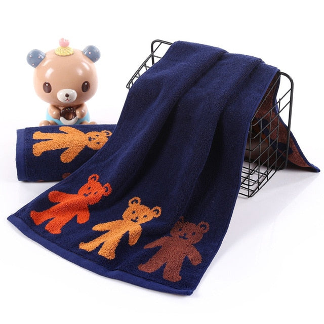 serviette de bain coton ourson bleu