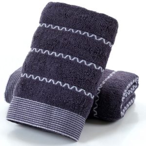 serviette de bain coton à rayures bleu
