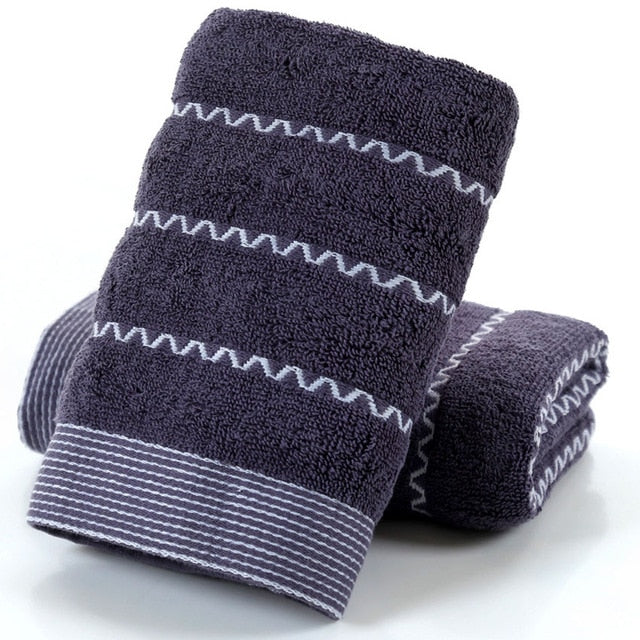 serviette de bain coton à rayures bleu
